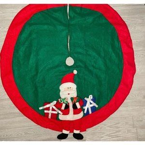 St Nicks Choice Felt Christmas Tree Skirt Plush Santa Red Green Christmas decor